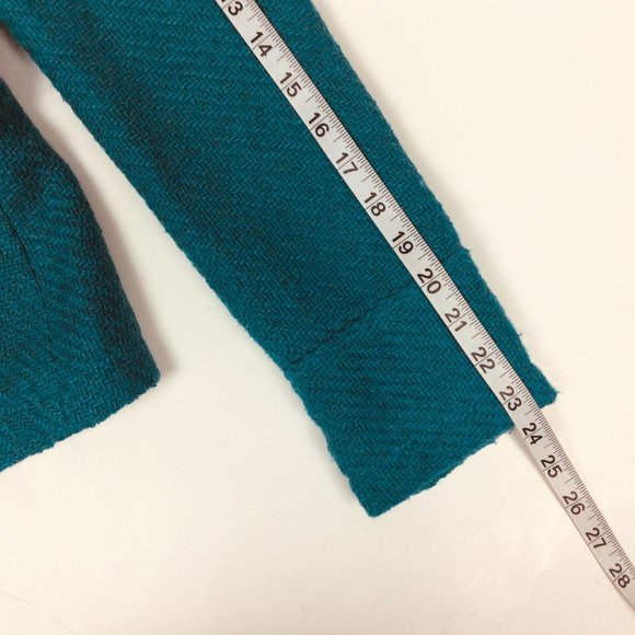Anthropologie Tulle Tweed Coat Double Breast Wool Blend Teal Winter XS - Picture 6 of 7